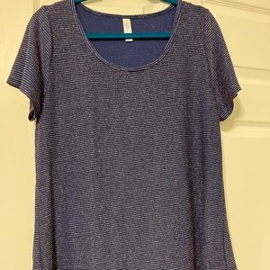 LuLaRoe Striped Elegant T with silver and red sparkles